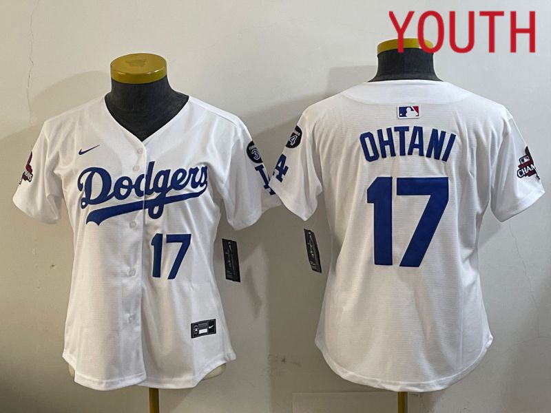 Youth Los Angeles Dodgers #17 Ohtani White Game 2024 Nike MLB Jersey style 12097->youth mlb jersey->Youth Jersey